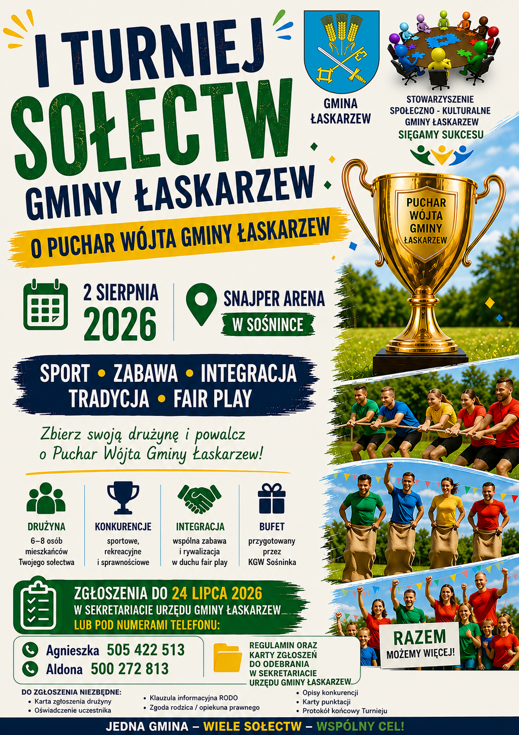 Gragika informująca o&nbsp;I Turnieju Sołectw Gminy Łaskarzew
