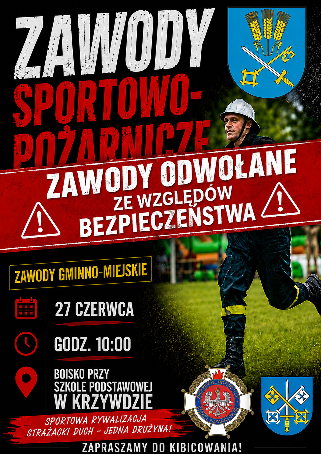 Informacja graficzna o&nbsp;odwołaniu zawod&oacute;w sportowo-pożarniczych