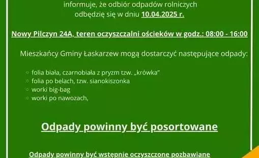Bezpłatny odbiór folii i innych odpadów rolniczych
