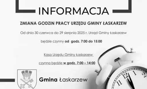 ZMIANA GODZIN PRACY URZĘDU GMINY ŁASKARZEW