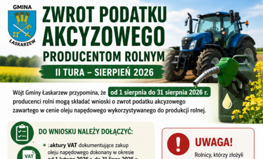 Zwrot podatku akcyzowego producentom rolnym – II tura sierpień 2026